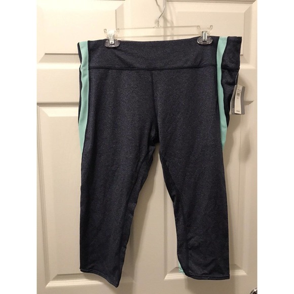 GAP Fit Capri Leggings XXL, Heathered Navy and Aqua - Picture 1 of 15